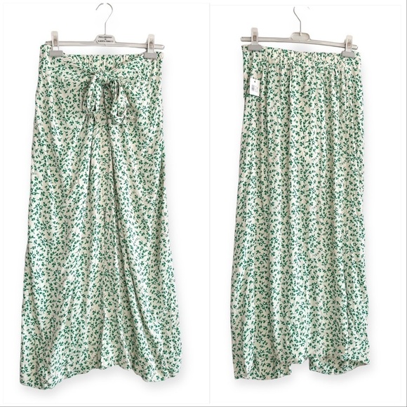 NWT Ganni Tie Front‎ Crepe Skirt, Green, Size 42 - Picture 3 of 16